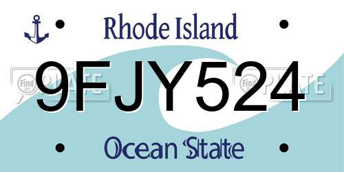 9FJY524 Rhode Island License Plate