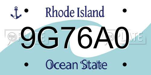9G76A0 Rhode Island License Plate