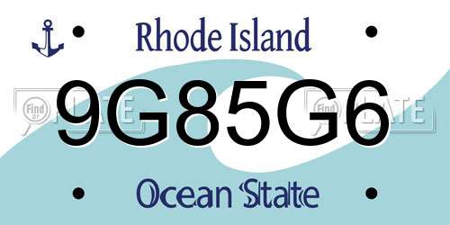 9G85G6 Rhode Island License Plate