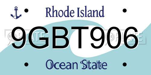 9GBT906 Rhode Island License Plate