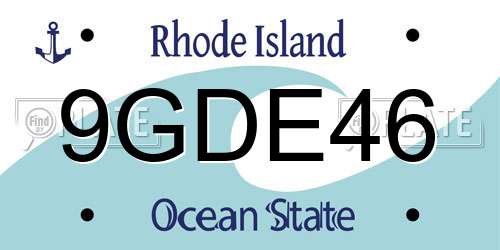 9GDE46 Rhode Island License Plate