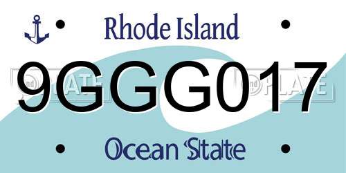 9GGG017 Rhode Island License Plate