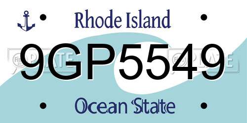 9GP5549 Rhode Island License Plate