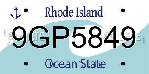 9GP5849 Rhode Island License Plate
