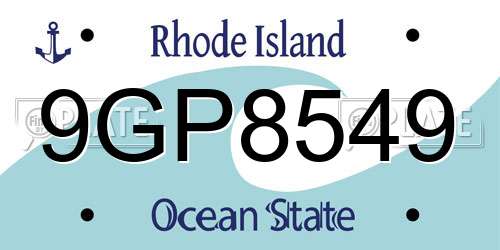 9GP8549 Rhode Island License Plate
