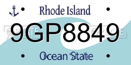 9GP8849 Rhode Island License Plate