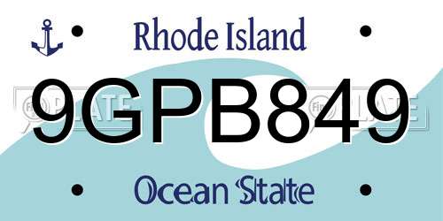 9GPB849 Rhode Island License Plate