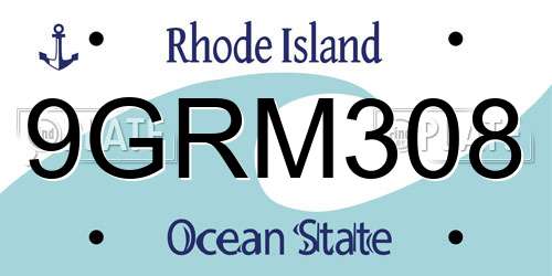 9GRM308 Rhode Island License Plate