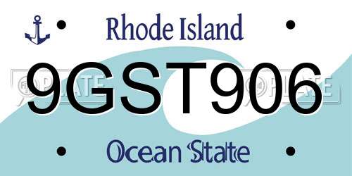 9GST906 Rhode Island License Plate