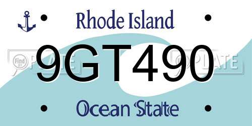 9GT490 Rhode Island License Plate