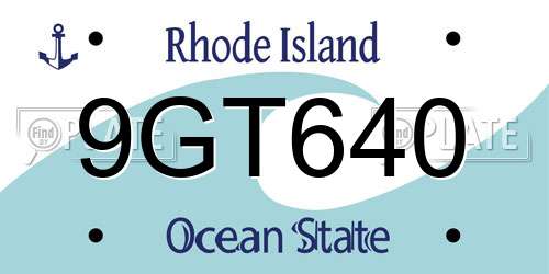 9GT640 Rhode Island License Plate
