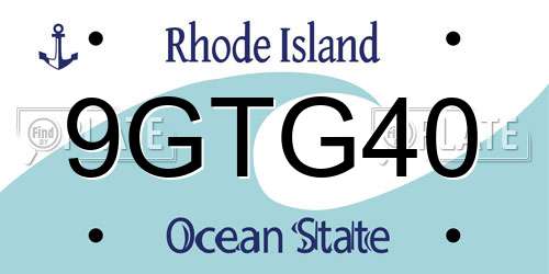 9GTG40 Rhode Island License Plate