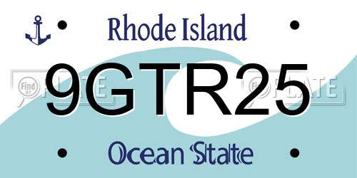 9GTR25 Rhode Island License Plate