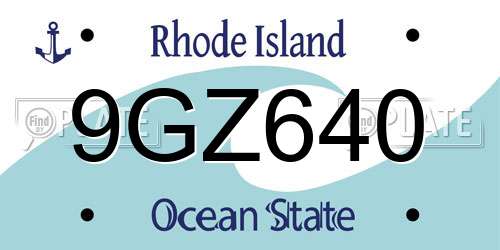 9GZ640 Rhode Island License Plate