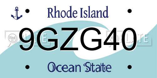 9GZG40 Rhode Island License Plate