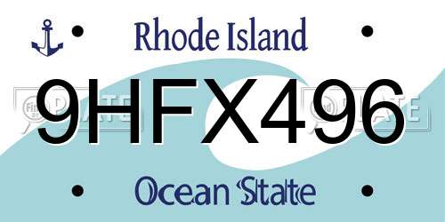 9HFX496 Rhode Island License Plate