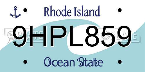 9HPL859 Rhode Island License Plate