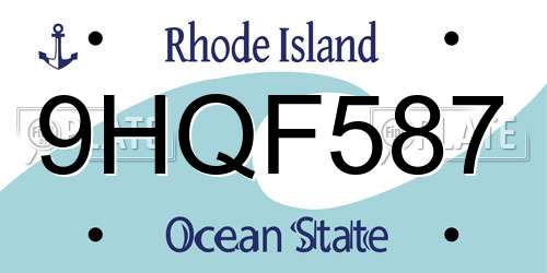 9HQF587 Rhode Island License Plate