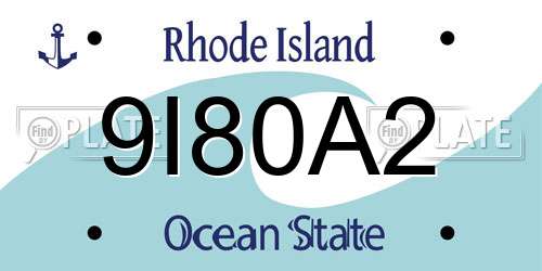 9I80A2 Rhode Island License Plate