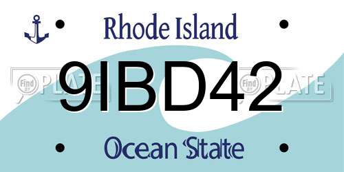 9IBD42 Rhode Island License Plate