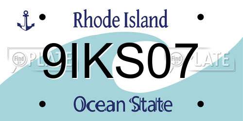 9IKS07 Rhode Island License Plate