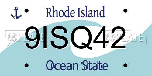 9ISQ42 Rhode Island License Plate