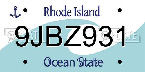 9JBZ931 Rhode Island License Plate