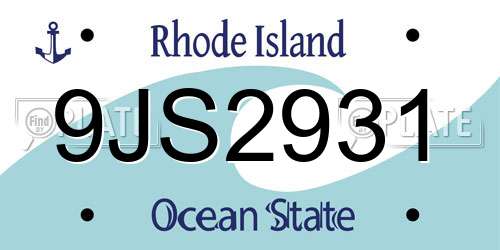 9JS2931 Rhode Island License Plate