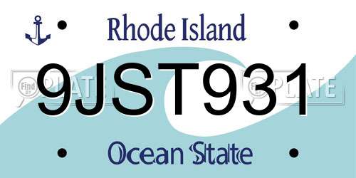 9JST931 Rhode Island License Plate