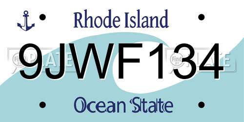 9JWF134 Rhode Island License Plate