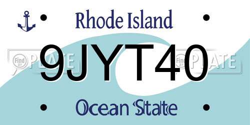9JYT40 Rhode Island License Plate
