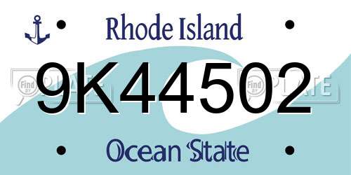 9K44502 Rhode Island License Plate