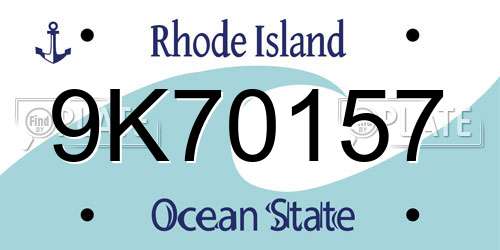 9K70157 Rhode Island License Plate