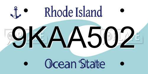 9KAA502 Rhode Island License Plate