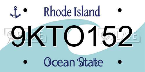 9KTO152 Rhode Island License Plate