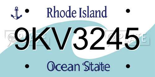 9KV3245 Rhode Island License Plate