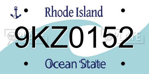 9KZ0152 Rhode Island License Plate
