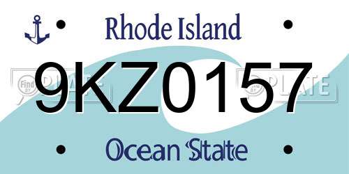9KZ0157 Rhode Island License Plate