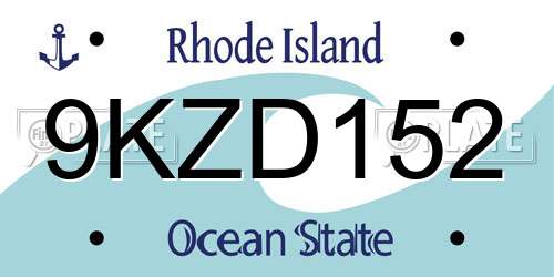 9KZD152 Rhode Island License Plate