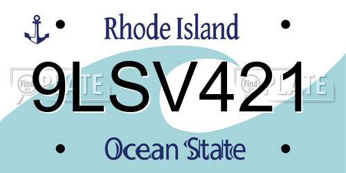 9LSV421 Rhode Island License Plate