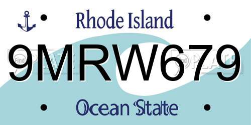 9MRW679 Rhode Island License Plate