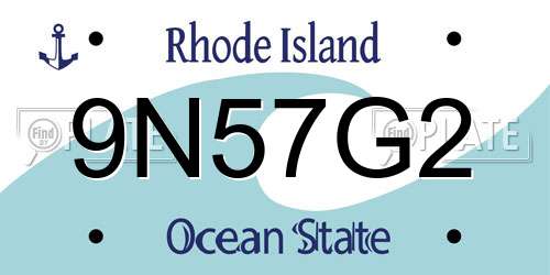 9N57G2 Rhode Island License Plate