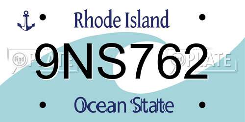 9NS762 Rhode Island License Plate