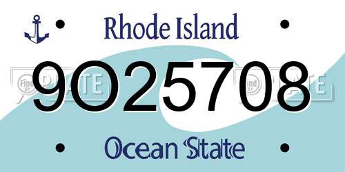 9O25708 Rhode Island License Plate