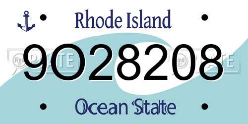 9O28208 Rhode Island License Plate