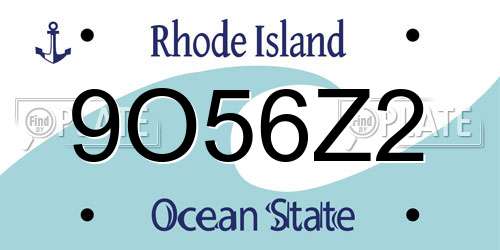 9O56Z2 Rhode Island License Plate