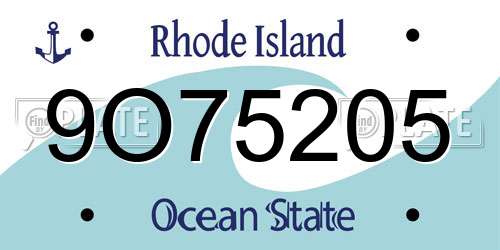 9O75205 Rhode Island License Plate