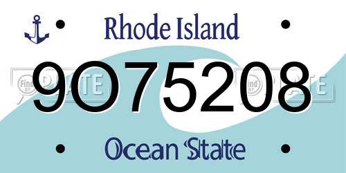 9O75208 Rhode Island License Plate