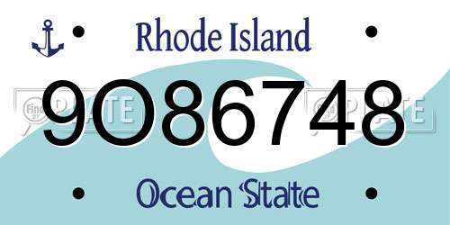 9O86748 Rhode Island License Plate