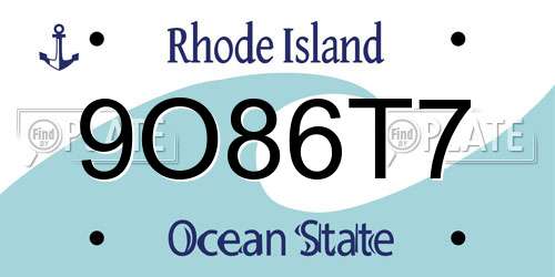 9O86T7 Rhode Island License Plate
